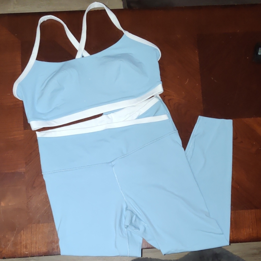All in Motion Blue and White Sports Bra Moisture-Wicking Intimates